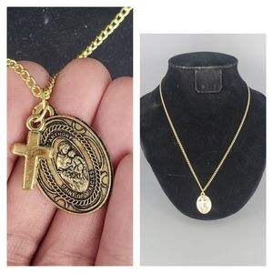 St. Anthony Goldtone Religious Medallion Necklace
